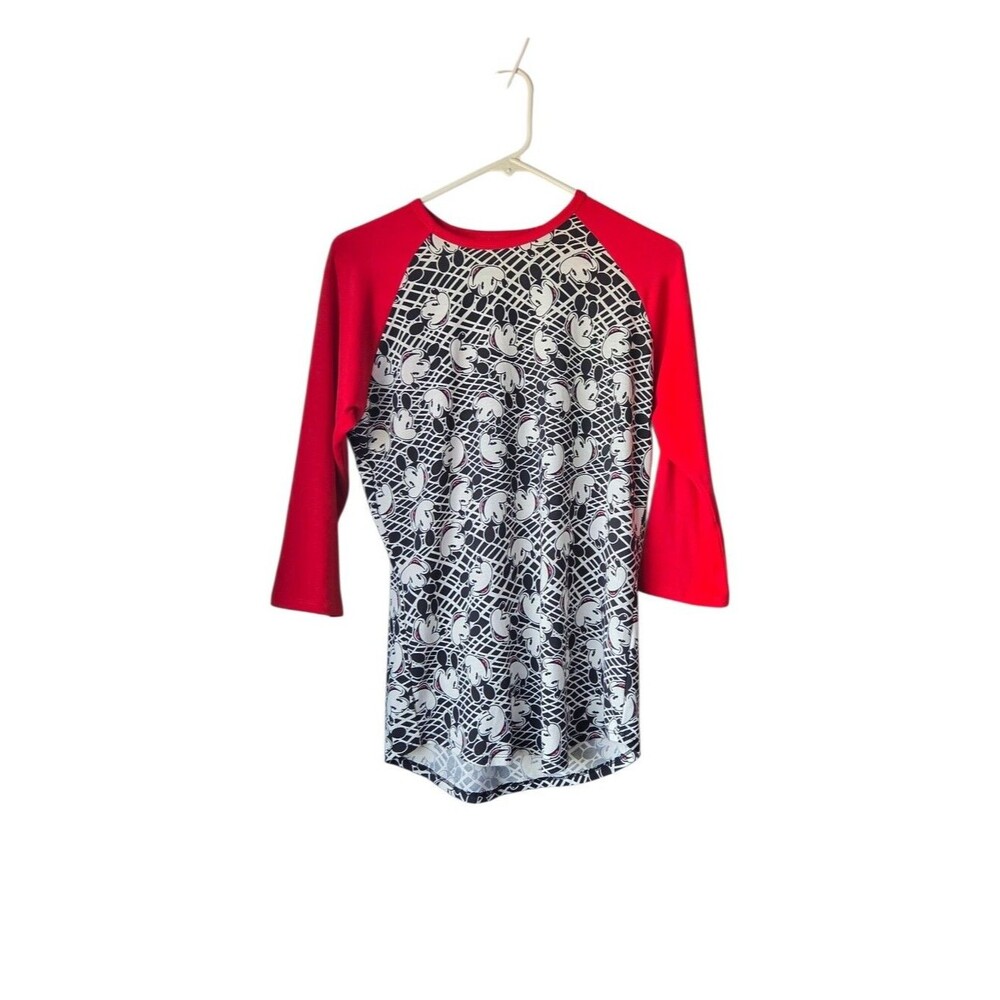 LuLaRoe Disney Mickey Mouse Red Raglan Graphic Tee Size Small Baseball Top